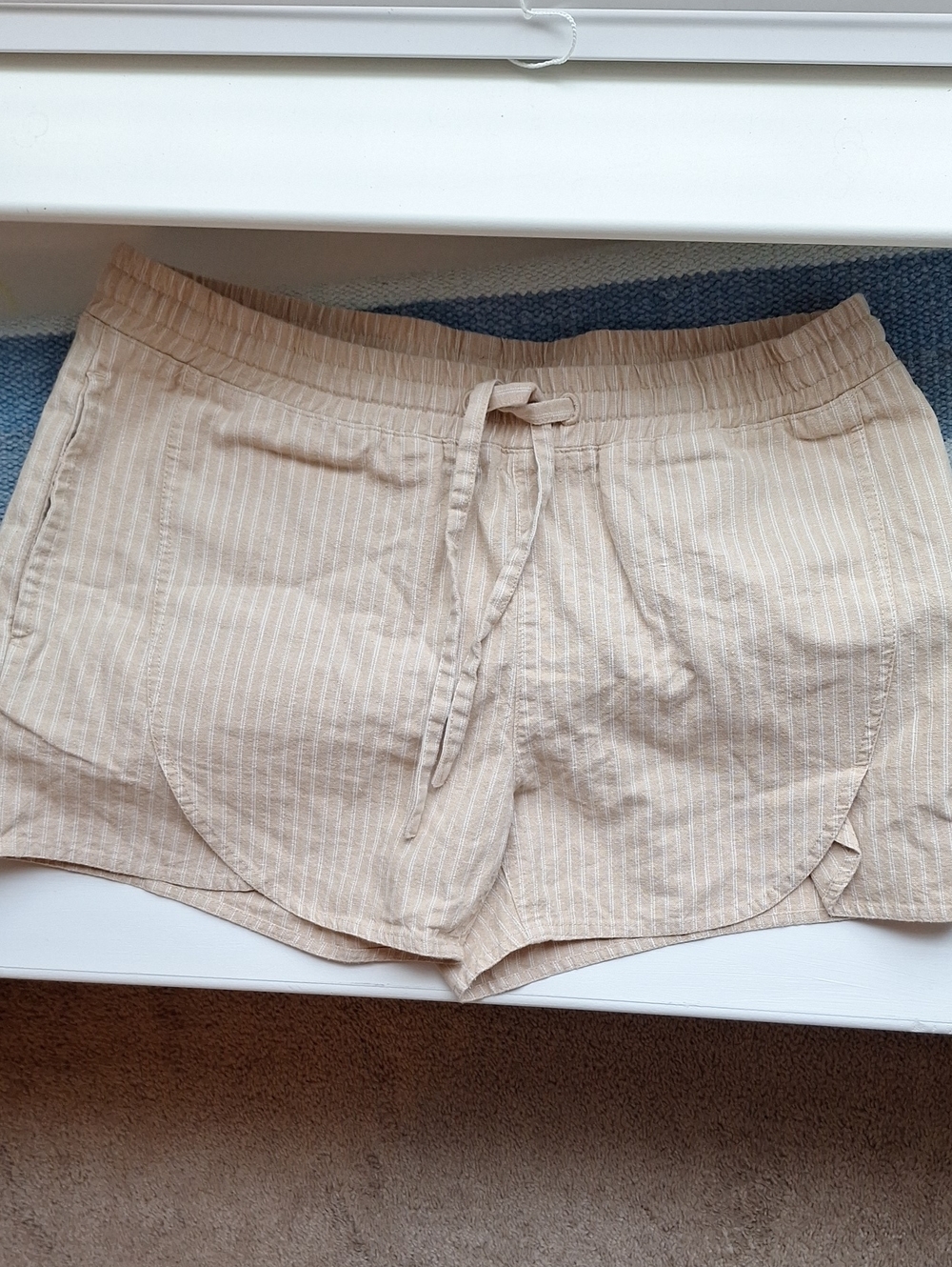 United By Blue Cotton Beige Striped Shorts